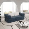 Convertible Couch Bed With 2 Pillows, 3 Seat Folding Floor Couch & King Size Bed Mattress, Diy Combination - Blue - Image 2