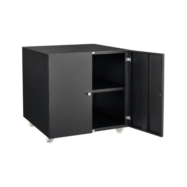 Office Furniture Copier Cabinet, 2 Door Steel Copier Stand, Mobile Pedestal File Printer Stand - Black