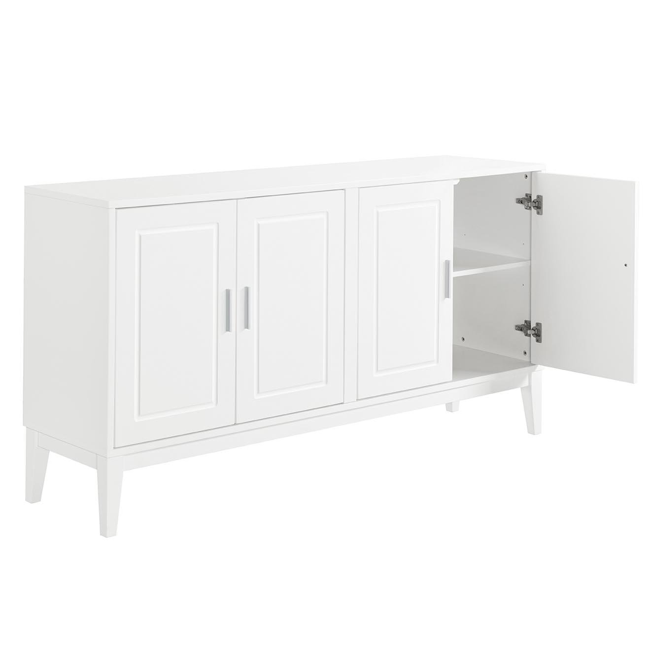 4 Door Sideboard Storage Cabinet With Door Shelf For Living Room And Dining Room, 2 Large Cabinets With Adjustable Shelf - White - Image 14