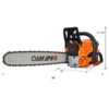 62Cc Gas Powered Chainsaw 22" 2 Cycle Petrol Handheld Chain Saw Epa Compliant For Wood Cutting Aluminium - Orange - Image 3