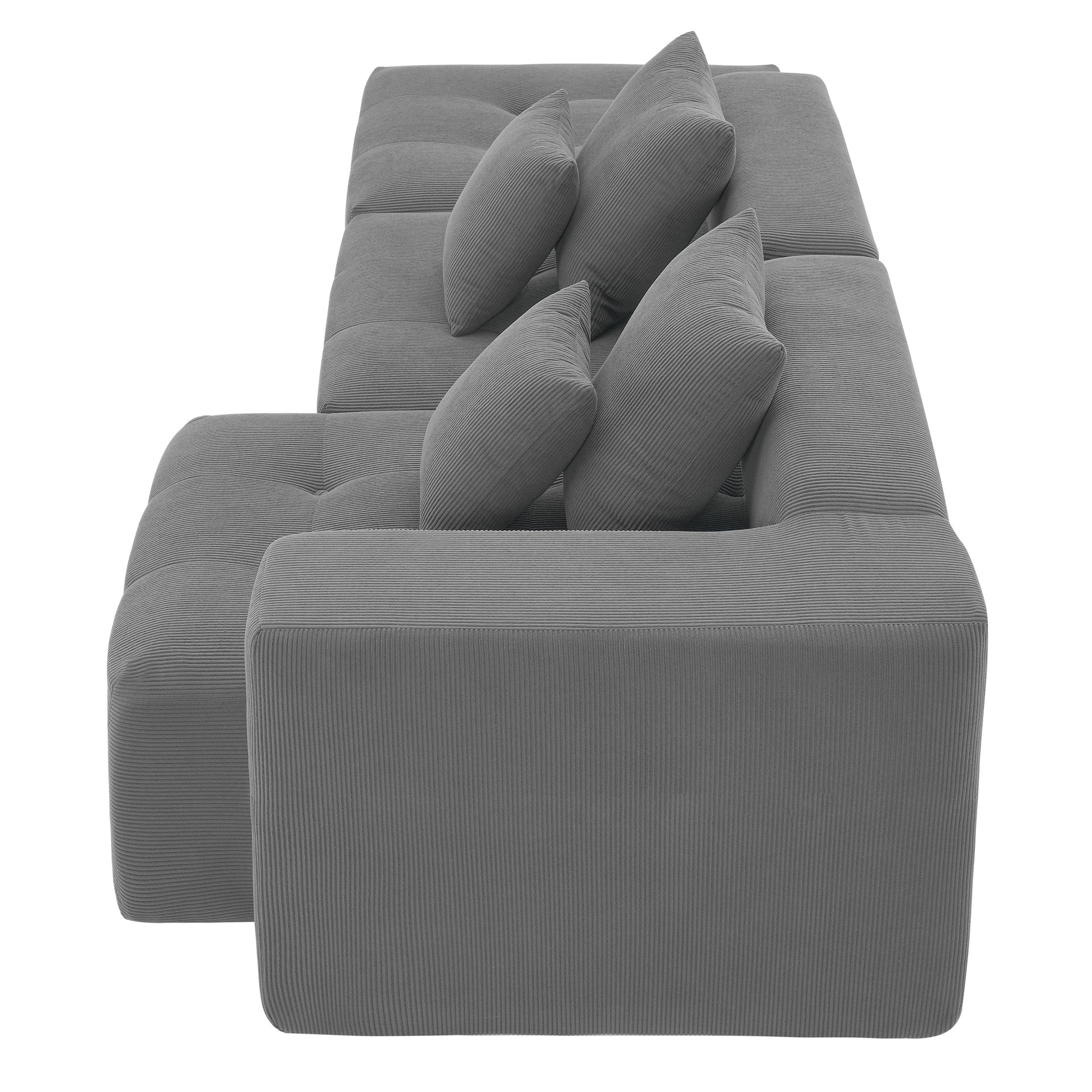 3 Piece Free Combination L Shaped Modular Sectional, Minimalist Floor Couch Set, Convertible Foam Filled Cloud Compressed Couch For Living Room - Gray - Image 21