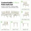 6 Piece Patio Sofa Furniture Set, Half Moon Outdoor Sectional Sofa With 2 High Low Coffee Tables, 4 Pillows & Cushions - Beige - Image 6