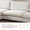 Oversized Corduroy Sectional Sofa, L Shaped Cloud Couch With USB Charging Port, Cup Holder, Deep Seat Sofa Bed With Chaise, Comfy Indoor Furniture - Beige - Image 19
