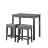 Lux - 3 Piece Counter Height Pub Table With Tufted Stools (Set of 3) - Gray - Image 7