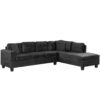 Modern Sectional Sofa With Storage Ottoman, L - Shape Couch With 2 Pillows And Cup Holders - Black - Image 15