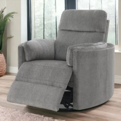 Sagen - Chenille Glider Recliner With Swivel - Charcoal Gray