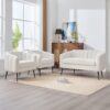 3 Piece Small Living Room Furniture Set, Sofa Loveseat & 2 Armchairs - Ivory - Image 2