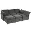 Versatile 6 Piece Modular Sofa Bed With Storage, Stylish Faux Double Layer Cushions, Comfortable & Durable Design, Perfect For Any Living Space - Gray - Image 11