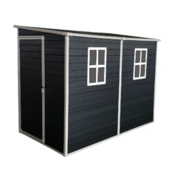 Outdoor Storage Shed With Floor Resin Shed With Two-Window, Waterproof, Lockable Doors For Patio, Yard, Lawn - Black