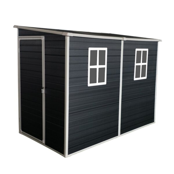 Outdoor Storage Shed With Floor Resin Shed With Two-Window, Waterproof, Lockable Doors For Patio, Yard, Lawn - Black