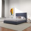 Donald - Mid-Century Modern Velvet Platform Bed King - Gray - Image 16