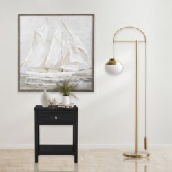 Dylan - Wooden End Side Table Nightstand With Glass Top And Drawer - Black