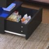 High Quality Foldable 3 Tier Coffee Table With Drawers And LED Light - Black - Image 8