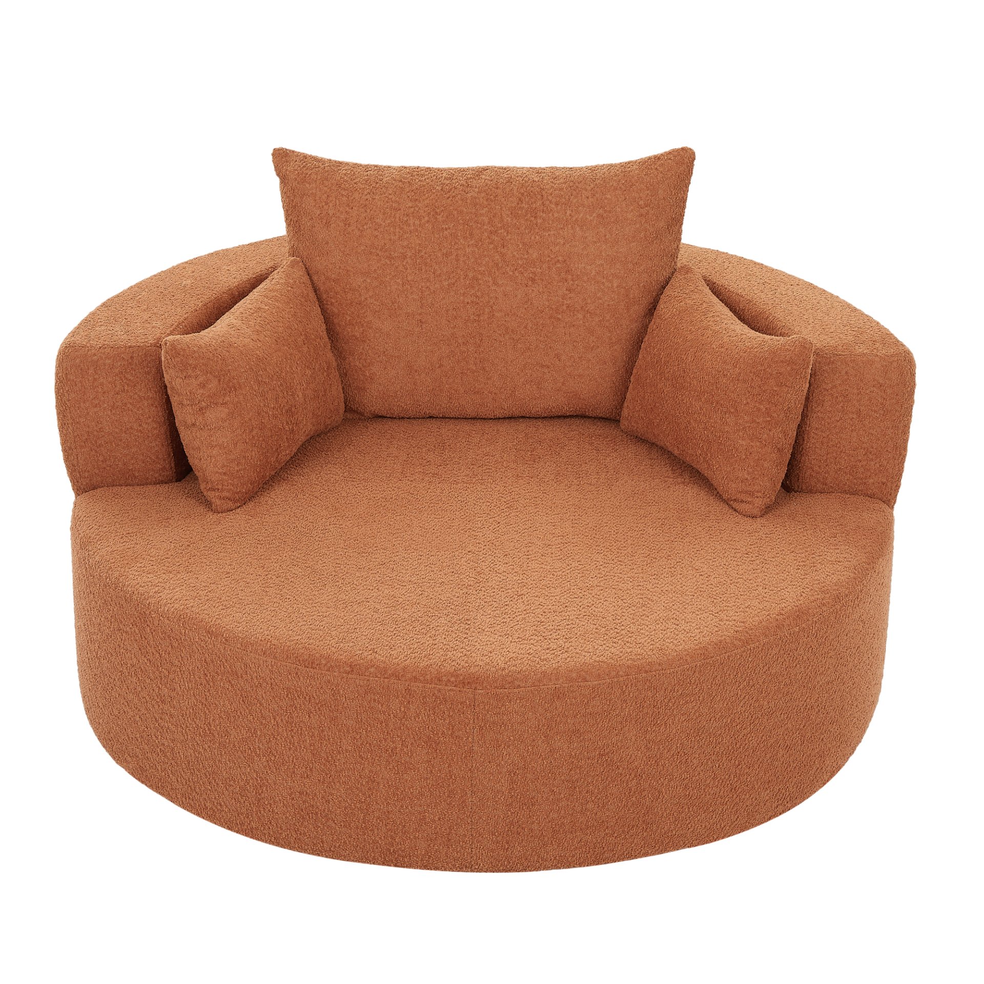 360° Swivel Chair Accent Barrel Chair Swivel Round Sofa Chair With 3 Removable Pillows For Living Room, Office And Hotel - Orange Red - Image 19