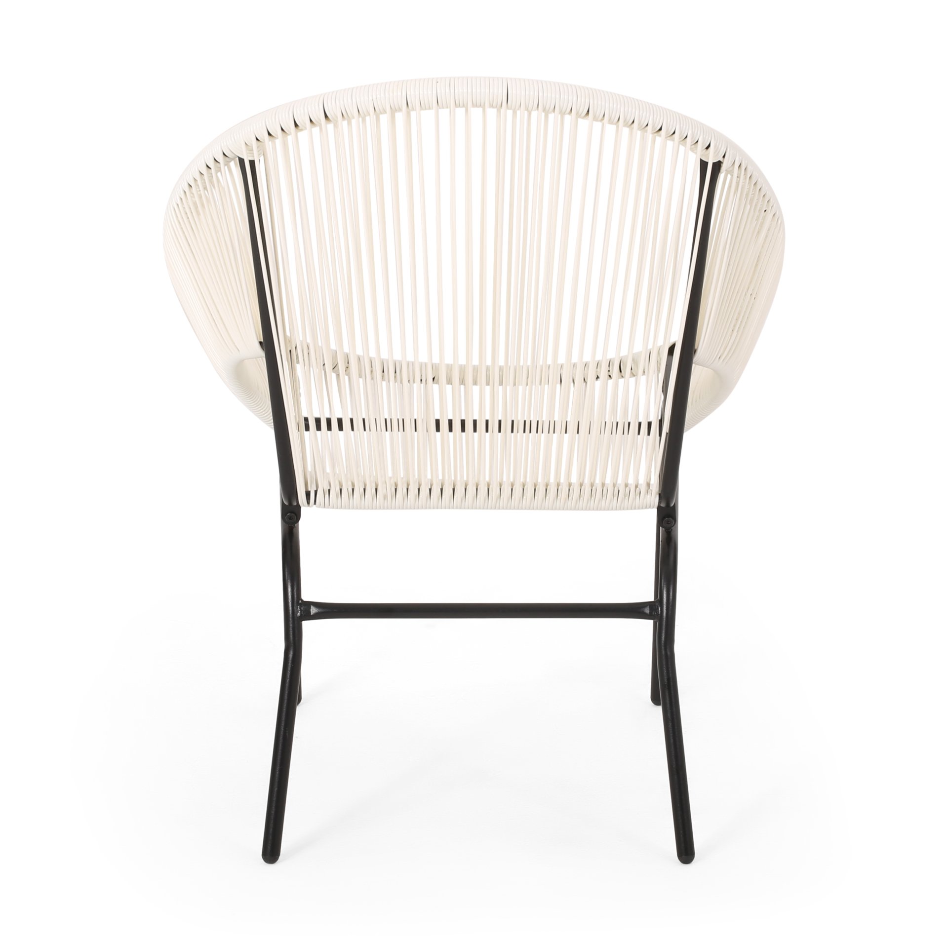 Nusa - Modern Outdoor Chair Set With Polyethylene Rattan And Iron Frame - White - Image 11