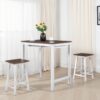 3 Pieces Counter Set Hanging Stool Easy To Clean For Small Space - Antique Dark Oak / Antique White - Image 10