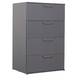 Bliss - Glossy 4 Drawer Jumbo Chest With Extra Deep Storage - Dark Gray