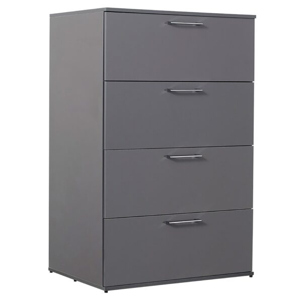 Bliss - Glossy 4 Drawer Jumbo Chest With Extra Deep Storage - Dark Gray
