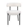 Dining Chairs (Set of 2) Round Upholstered Boucle Dining Room Chairs Mid-Century Modern Kitchen Chairs Curved Backrest Chairs For Dining Room Metal Legs - White / Black - Image 6