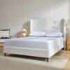 Harper - King Tall Headboard Upholstered Bed, High Headboard, Elegant Simplicity, No Box Spring Needed - Cream White - Image 7