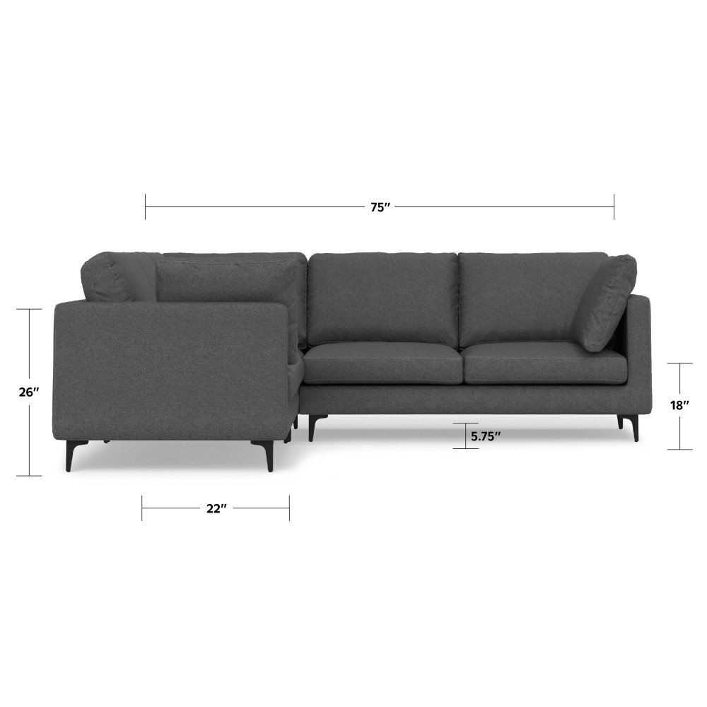 Ava - Mid Century Corner Sectional Sofa - Gray - Image 12