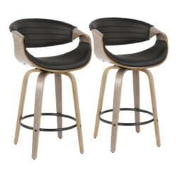 Symphony - Mid-Century Modern Counter Stool (Set of 2) - Light Gray / Black