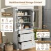 Freestanding Tall Bathroom Cabinet With 2 Adjustable Shelves, 3 Drawers, Soft Close Glass Doors - White - Image 8
