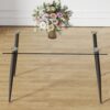 Modern Rectangular Glass Dining Table With Tempered Glass Top And Metal Legs For 4 - 6 People - Black / Transparent - Image 5