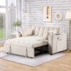 Multi Functional Sofa Bed With Cup Holder And USB Port For Living Room Or Apartments - Milk White - Image 7