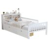 Twin Size Bed With Headboard Storage Rack, 2 Under Bed Drawers, 3 - Side Guardrails For Safety And Security - White - Image 19