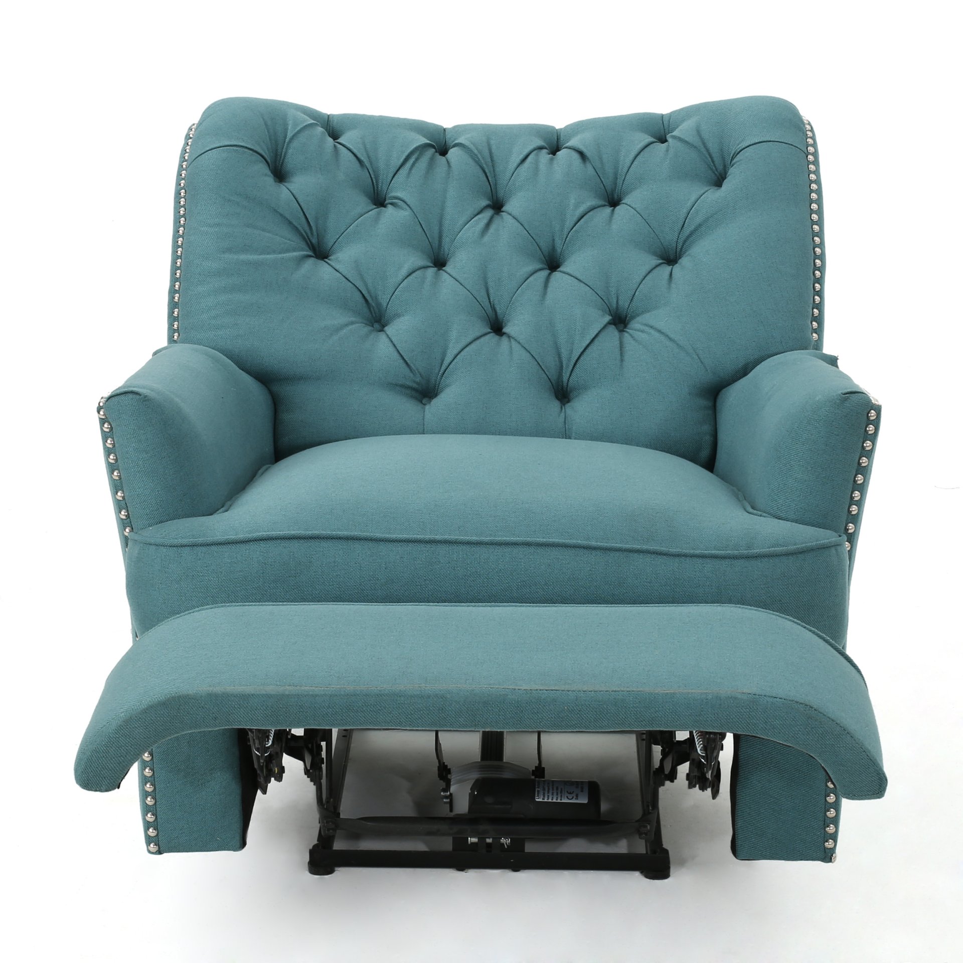 Electric Recliner Chair With Elegant Copper Accents And Soft Upholstery - Teal - Image 5