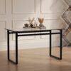 Modern Minimalist Rectangular Glass Dining Table For 4 - 6 With Tempered Glass Tabletop And Metal Legs - Transparent - Image 2