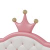 Full Size Lovely Crown Fantasy Leather Princess Bed With Tufted Headboard - Pink / Cream - Image 2