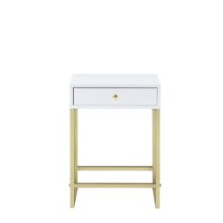 Coleen - Accent Table - White / Brass