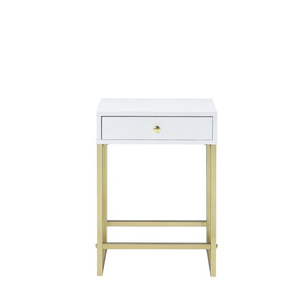 Coleen - Accent Table - White / Brass