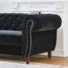 Chesterfield 3 And 2 Seater Velvet Upholstery Sofa With Roll Armrest & Nailhead Fabric Couch For Living Room & Office - Black - Image 13