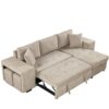 Modern L-Shape 3 Seat Reversible Sectional Couch, Pull Out Sleeper Sofa With Storage Chaise And 2 Stools For Living Room Furniture Set - Cream - Image 12