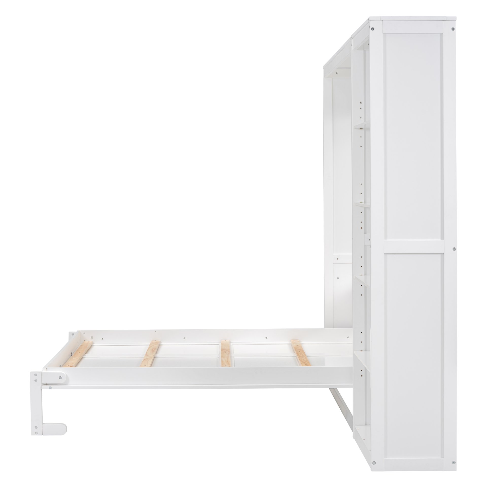 Full Size Murphy Wall Bed With Shelves - White - Image 7