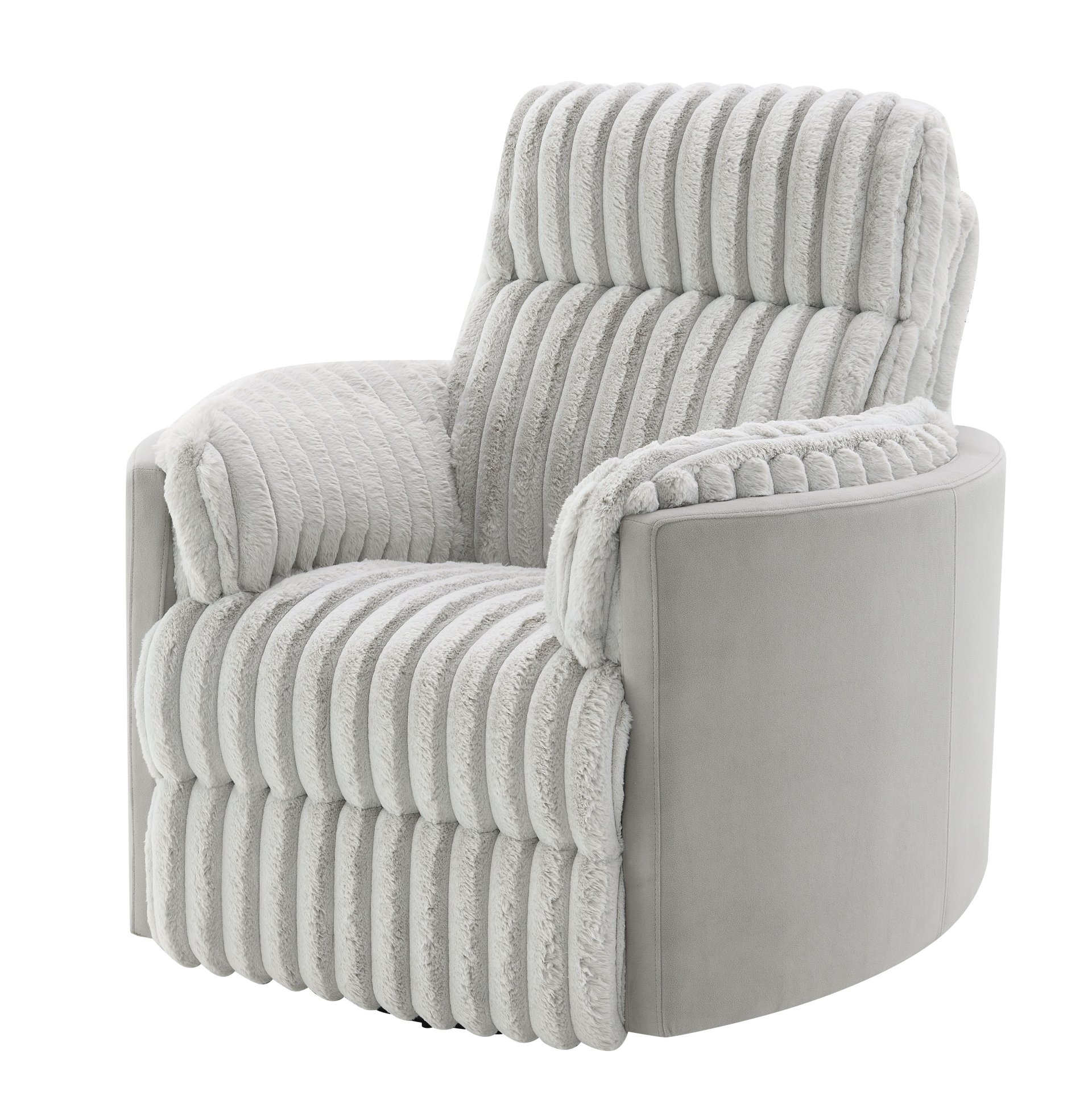 Emee - Corduroy Glider Recliner With Swivel - Gray - Image 7