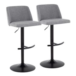 Toriano - Contemporary Adjustable Barstool With Swivel With Rounded T Footrest (Set of 2) - Gray / Black