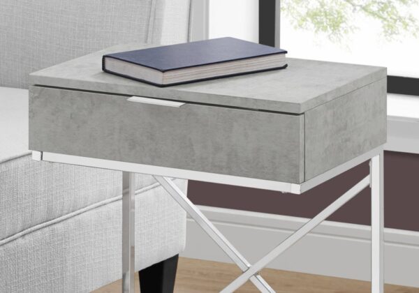 Accent Side Table, Storage Drawer, Contemporary Stylish - Gray