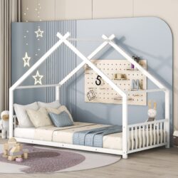Twin Size House Bed - White