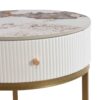 Modern Nightstand With Drawer, Marble Round End Table - White - Image 6