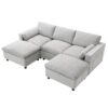 Modular Sectional With Storage Pockets, 5 Seat U Shaped Couch Set With Pillows, Free Combination Modern Cloud Sofa With 2 Movable Ottoman - Medium Gray - Image 5