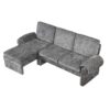 Convertible Futon Sofa Bed Futon Sofa Couch With An Adjustable Backrest, A Reversible Chaise Lounge And 2 Removable Armrest Pillows For Living Room - Gray - Image 18