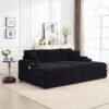 Convertible Sectional Sofa Bed Set With Armrest Storage, Cup Holder, USB - Black - Image 12
