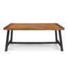 Carlie - Outdoor Sandblast Dining Table With Rustic Metal Iron Legs - Brown / Black - Image 6