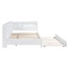 Wooden Full Size Daybed With Twin Size Trundle, Daybed With Storage Shelf And USB Charging Ports - White - Image 12
