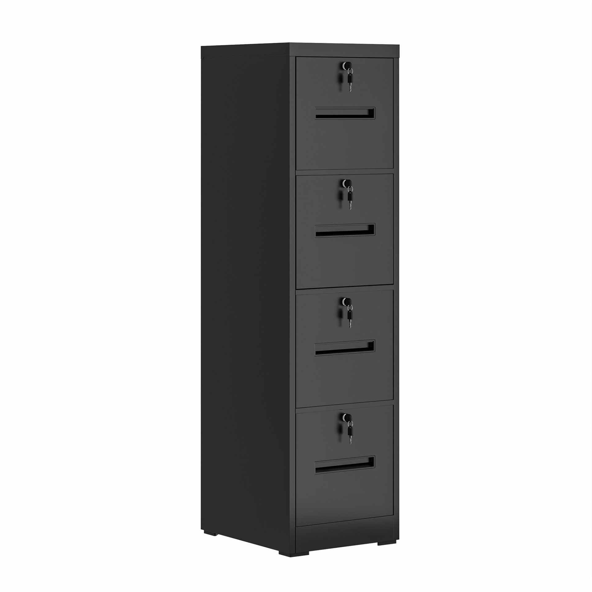 Modern 4 Drawer Metal Vertical Filing Cabinets With Lock For Home Office, Steel Construction, Letter / Legal / A4 / F4 Size - Brushed Nickel - Image 5