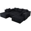 Luxury 8 Piece Modular U Shaped Sectional Sofa With Oversized Chaise Lounge And Bed Corduroy Upholstery - Black - Image 17